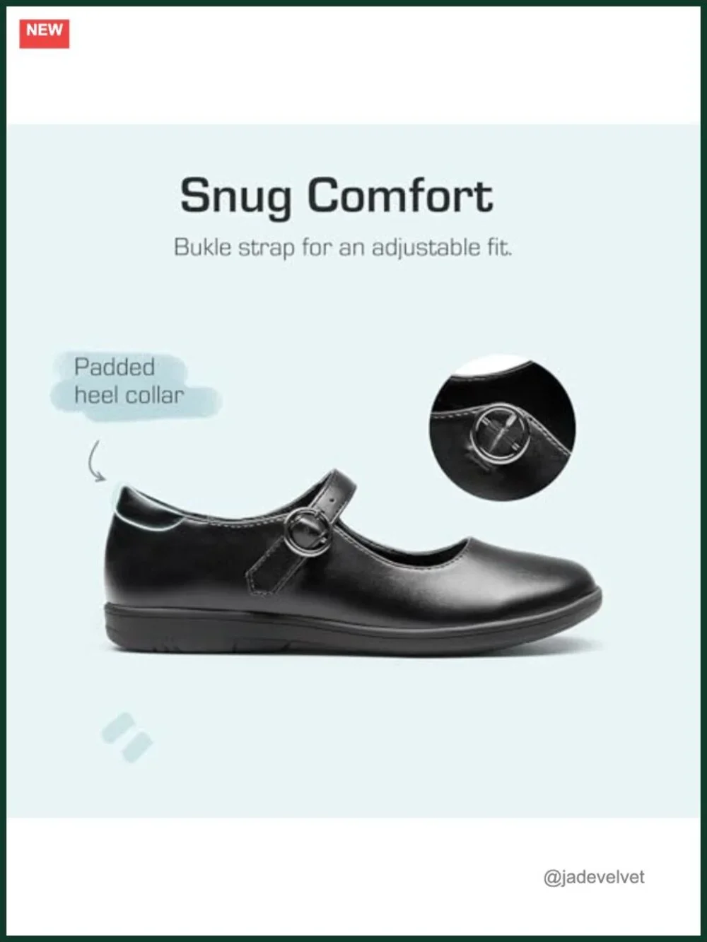 Girls Mary Jane School Uniform Shoes - Buckle Dress Flats Non-Slip Round Toe